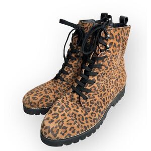 Donald Pliner Boots Size 7 Leather Animal Print Classic Hiker Design Suede NEW
